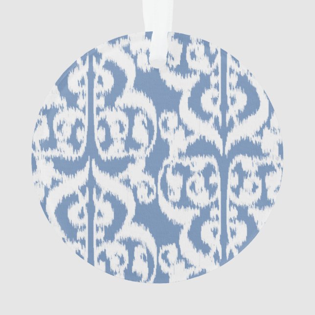 Adorno Ikat Moorish Damask - azul cielo y blanco (Reverso)