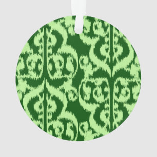 Adorno Ikat Morisco Damasco - pino y verde menta