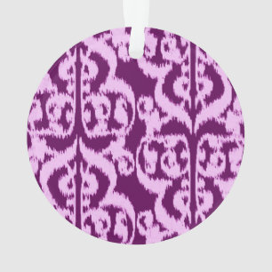 Adorno Ikat Moro Damask - púrpura y orquídea