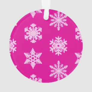 Adorno Ikat Snowflakes - Fuchsia y el hielo rosado
