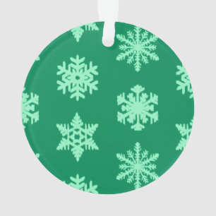 Adorno Ikat Snowflakes - Pino y verde menta