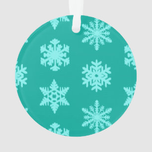 Adorno Ikat Snowflakes - Turquesa y aqua