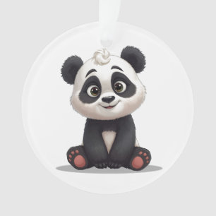 Adorno Ilustración de dibujos animados de oso panda senta