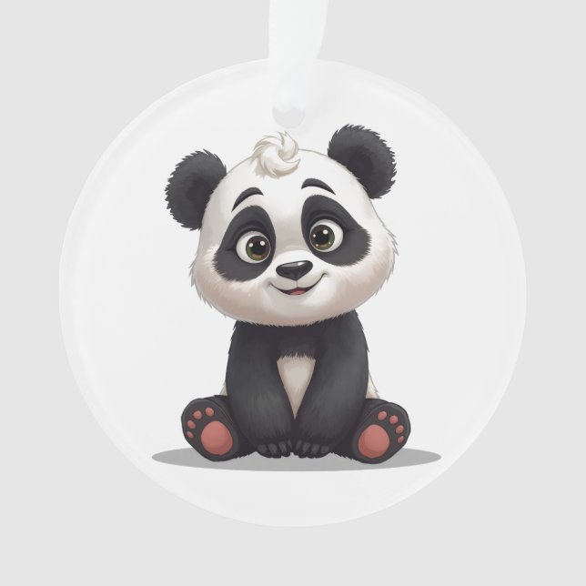 Adorno Ilustración de dibujos animados de oso panda senta (Anverso)