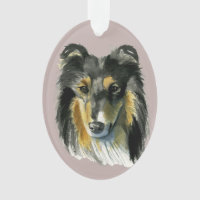 Ilustracion de la acuarela del perro del collie