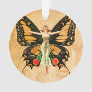 Adorno Ilustración de Mujer Volando Mariposa Flapper