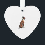 Adorno Ilustración de perro boxer vintage desde atrás mar<br><div class="desc">Ilustración de perro boxer vintage desde atrás Diseño de amante de mascotas marrón blanco 2</div>