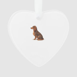 Adorno Ilustración de perro Dachshund vintage de pelo lar