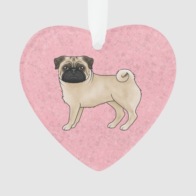 Adorno Ilustracion De Perro De Pug De Amanecer Con Texto  (Anverso)