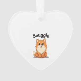 Adorno Ilustración de perro lindo Pomerania Snuggle Vinta