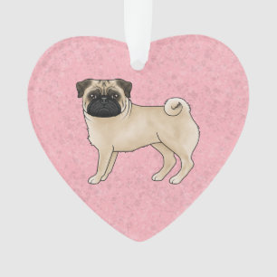 Adorno Ilustración de perro Pug cervato con texto persona