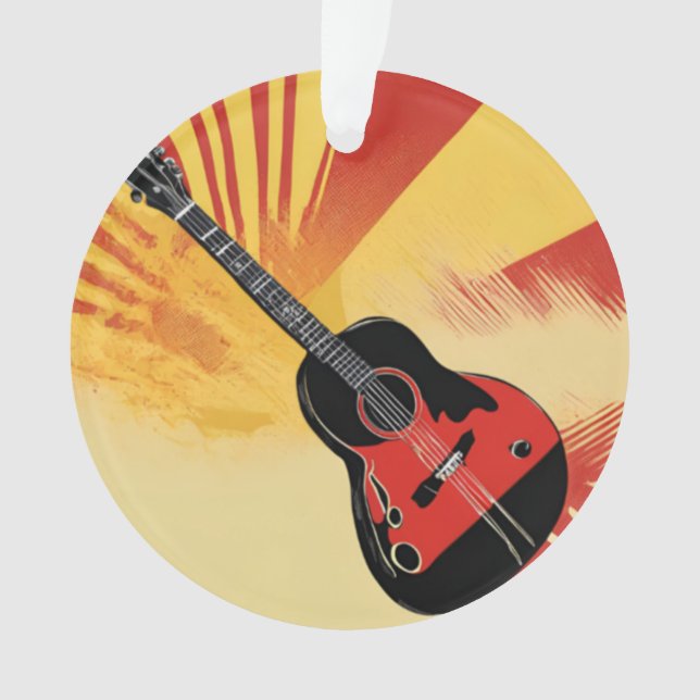 Adorno Ilustracion de pintura de guitarra pop Art Retro v (Anverso)