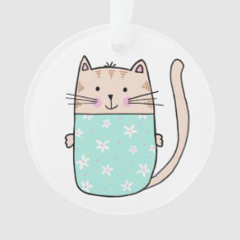 Adorno Ilustración floral de gato con niños lindos
