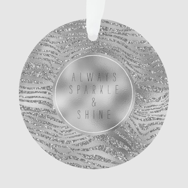 Adorno Impresión de cebra gris plateado (Anverso)