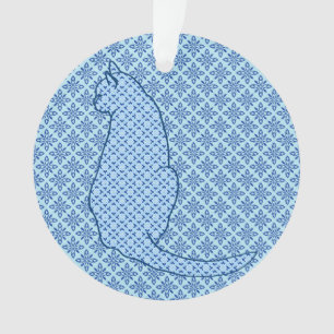 Adorno Impresión de kimono azul para gato japonés