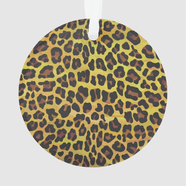 Adorno Impresión de leopardo marrón y amarillo (Reverso)