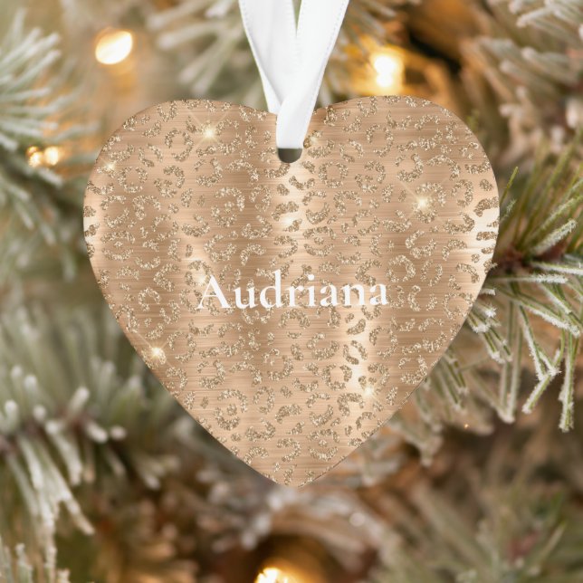 Adorno Impresión de leopardo Purpurina de oro de Glam (Árbol)