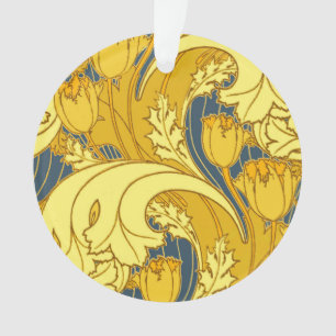 Adorno Impresión de patrón de tulipán: Arte Nouveau azul