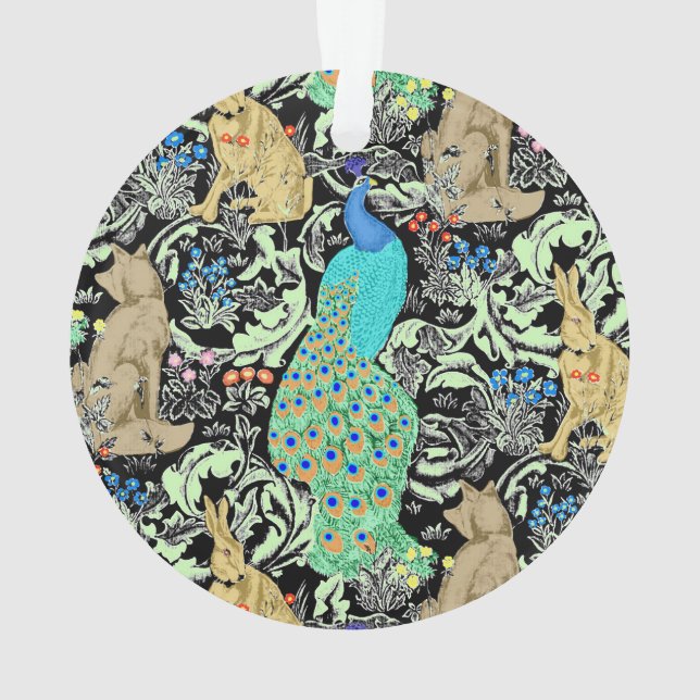 Adorno Impresión de pavo real de estilo Art Nouveau, turq (Reverso)