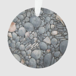 Adorno Impresión de pintura de guijarros y conchas de pla