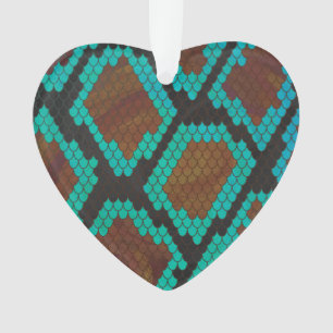 Adorno Impresión Verde azulada y marrón de serpientes