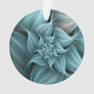 Adorno Impresionante Flor Fractal Turquesa