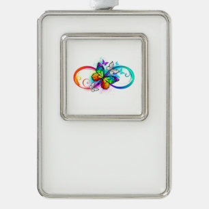 Adorno Infinidad brillante con la mariposa arcoiris