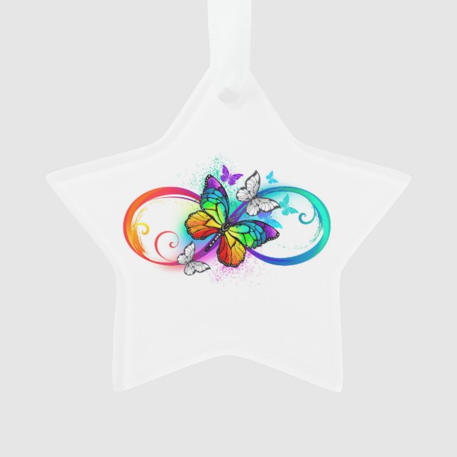 Adorno Infinidad brillante con la mariposa arcoiris (Anverso)