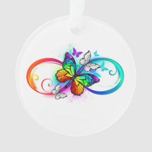 Adorno Infinidad brillante con la mariposa arcoiris