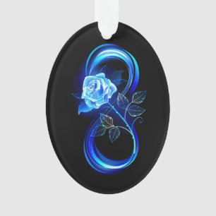 Adorno Infinito brillante con rosa azul