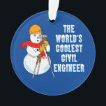 Adorno Ingeniero Civil más Coolest<br><div class="desc">Un gorra duro coronado por un muñeco de nieve de tránsito y el texto más genial de ingeniero civil del mundo es un humorístico diseño de regalos de ingeniería para estudiantes universitarios e ingenieros en cumpleaños,  graduaciones y vacaciones de invierno.</div>