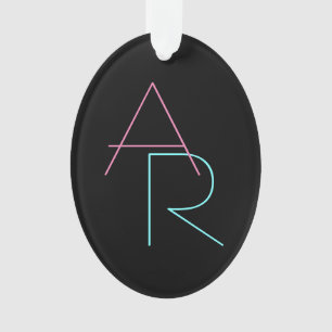 Adorno Iniciales superpuestas modernas Rosa Turquesa Ne