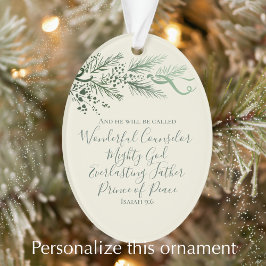 Adorno Isaiah 9:6 Regalo personalizado de Navidades moder