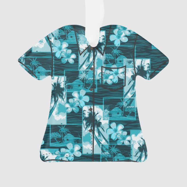 Adorno Isla Niihau Camisa Aloha Plumeria Hawaiana (Anverso)