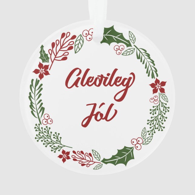 Adorno Islandia Feliz Navidad Wreath, Gleðileg jól (Reverso)