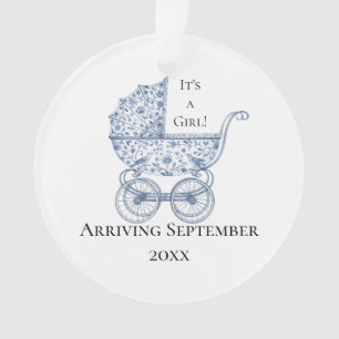 Adorno It's a Girl! Invitación de embarazo en Blue Toile