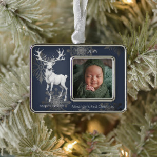 Adorno Ivory Reindeer Baber primera Navidad   Azul