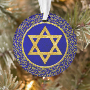 Adorno Janucá Hanukkah חֲנֻכָּה Azul y Dorado