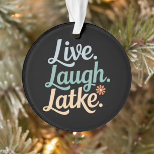 Adorno Janucá Vive Ríe Latke Divertido Día Festivo Famili