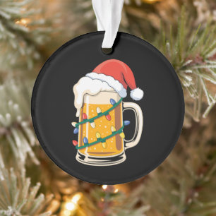 Adorno Jarra de cerveza de Navidad sombrero de Santa luce