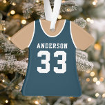 Adorno Jersey de baloncesto de la Marina Personalizada<br><div class="desc">Celebra tu estrella de baloncesto con este adorno personalizado de la camiseta azul marino de baloncesto. Perfecto para conmemorar una temporada especial,  jugador o equipo. Personalizar con un nombre y un número para crear un keepsake único.</div>