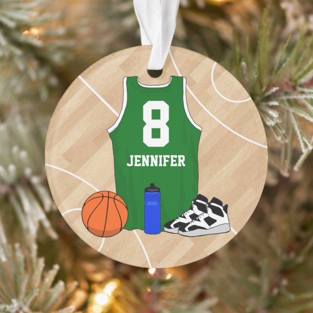 Adorno Jersey de baloncesto en verde cancha (Árbol)