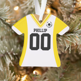 Adorno Jersey de fútbol amarillo/blanco personalizado