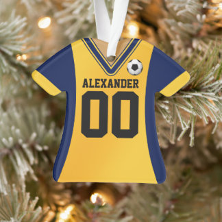 Adorno Jersey de fútbol azul/amarillo personalizado