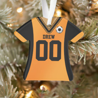 Adorno Jersey de fútbol negro/Naranja personalizado