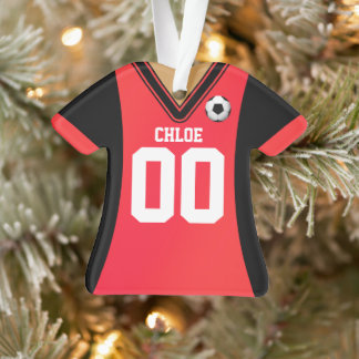 Adorno Jersey de fútbol negro/rojo personalizado