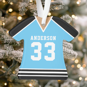 Adorno Jersey de hockey azul y negro personalizado