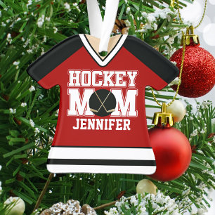 Adorno Jersey de Hockey para Mamá Rojo y Negro