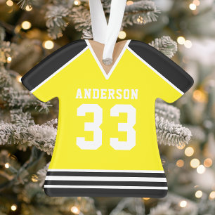 Adorno Jersey de Hockey Personalizado Amarillo y Negro