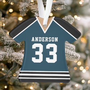 Adorno Jersey de Hockey Personalizado Azul Marino y Negro